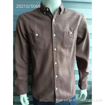 Wholesale Solid Color Garments Men's Brown Shirts